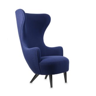 An Image of Tom Dixon Wingback Chair Dark Blue - Hallingdal 65/764 & Black Legs