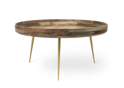 An Image of Mater Bowl Extra Large Occasional Table Grey Mango Brass Legs