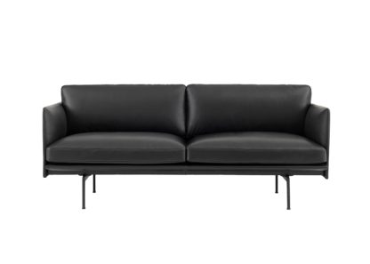 An Image of Muuto Outline 2 Seater Sofa Kvadrat Remix 163 Dark Grey