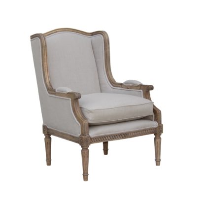 An Image of Celine Linen Wingback Chair - Natural Natural