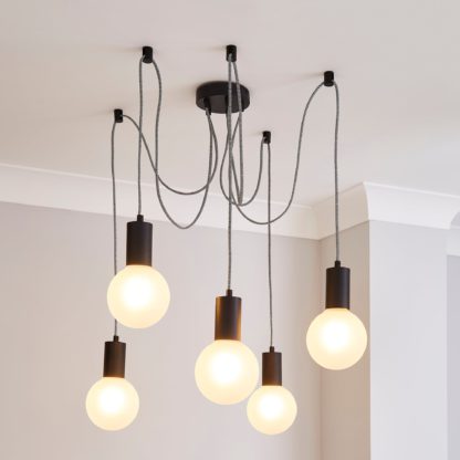 0e406f2a421f5561be28f19389e19b02965d6486cea7715c82234a6b88833918-1.jpg An Image of Bradford Spider Ceiling Fitting Matt Black Matt Black
