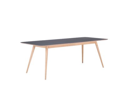 An Image of Gazzda Linn Dining Table Dark Olive Linoleum 160x90x75cm