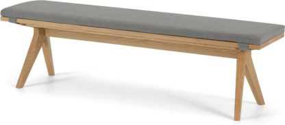 An Image of Wingrove Dining Bench, French Oak & Cool Grey