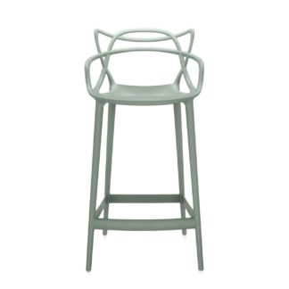 An Image of Kartell Masters Stool Medium Green Sage