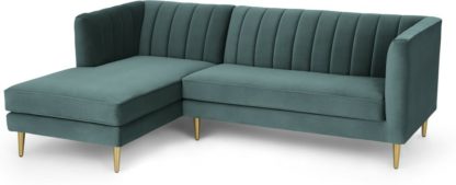 An Image of Amicie Left Hand Facing Chaise End Corner Sofa, Marine Green Velvet