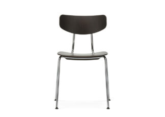 An Image of Vitra Moca Dining Chair Dark Oak Chrome base