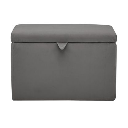 An Image of Monaco Velvet Ottoman Charcoal Charcoal