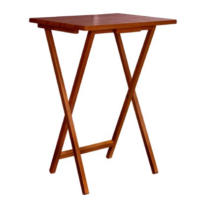 An Image of Rubberwood Dark Wood TV Table Brown