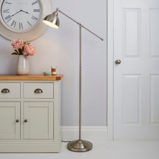 An Image of Lever Arm Satin Nickel Floor Lamp Silver