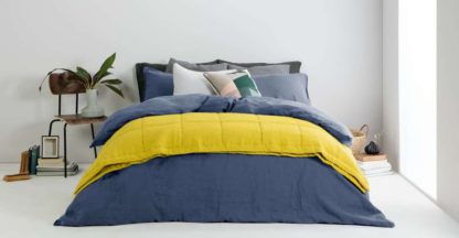 An Image of Brisa 100% Linen Pair of Pillowcases, Blue Dusk UK
