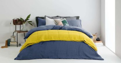 1103ad8a07fc516b596d71d2a6733682c9b6cc6a5e4e74b2dc88e025c60b9e10.jpg An Image of Brisa 100% Linen Pair of Pillowcases, Blue Dusk UK