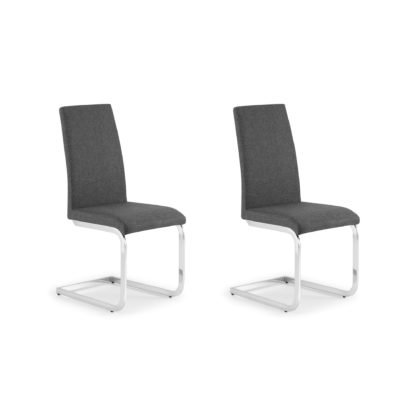 An Image of Roma Set of 2 Dining Chairs Grey PU Leather Grey