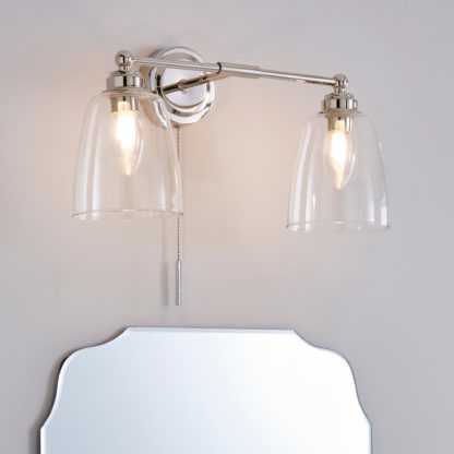 An Image of Dorma Uxbridge Bathroom 2 Light Wall Light Nickel Nickel