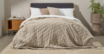 An Image of Boxton 100% Cotton Stonewashed Bedspread, 225 x 220cm, Natural