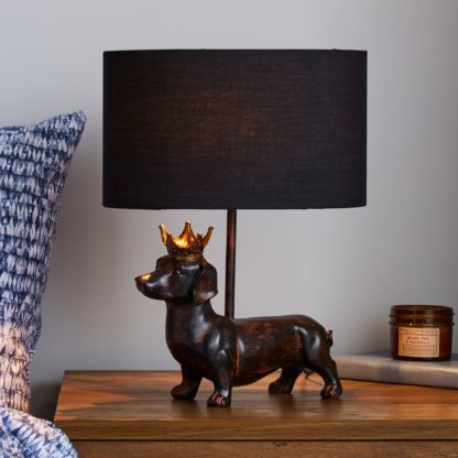 An Image of Anzo Dachshund Dog Bronze Table Lamp Bronze