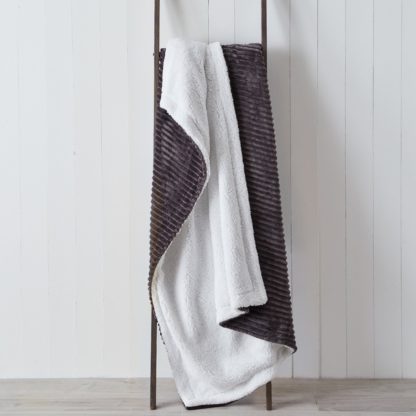 An Image of Jumbo Cord Sherpa 130cm x 180cm Throw Grey