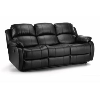 An Image of Anton Bonded Leather Reclining 3 Seater Sofa Black
