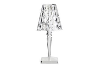 An Image of Kartell Battery Table Lamp Transparent Crystal Large