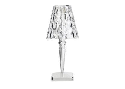 An Image of Kartell Battery Table Lamp Transparent Crystal Large