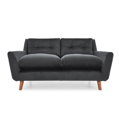 An Image of Halston Fabric 2 Seater Sofa Black