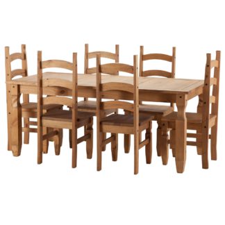 An Image of Corona Pine 6 Seater Dining Set Natural