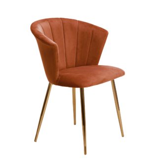 An Image of Kendall Chair Burnt Orange Velvet Orange