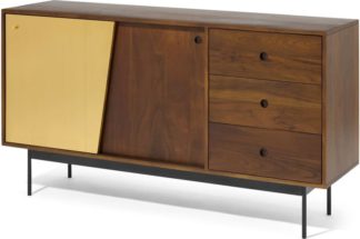 An Image of Mischa Wide Sideboard, Acacia Wood & Brass