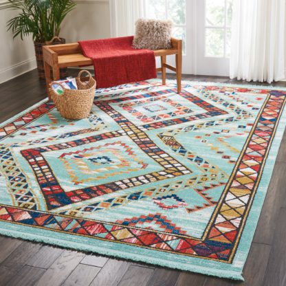 An Image of Navajo 2 Rug Blue/Red