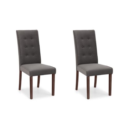 An Image of Madrid Set of 2 Dining Chairs Grey Velvet Grey