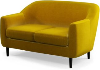 An Image of Custom MADE Tubby 2 Seater Sofa, Saffron Yellow Velvet with Black Wood Leg
