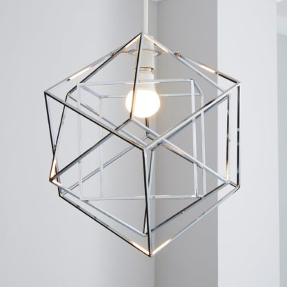 An Image of 5A Chicago Dodecahedron Chrome Easy Fit Pendant Chrome