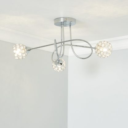 An Image of Portia Acrylic Beaded Ceiling Fitting Chrome