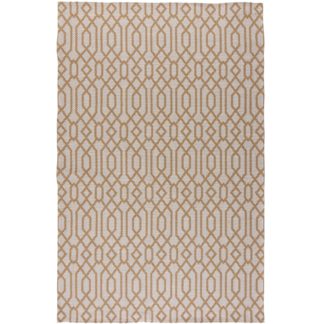 An Image of Trellis Flatweave Rug Yellow and White