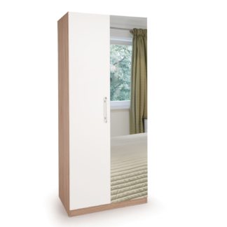 An Image of Hyde Mirrored Double Wardrobe White/Natural