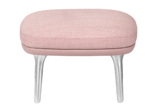 An Image of Fritz Hansen Ro Easy Footstool Light Pink with Aluminium Legs