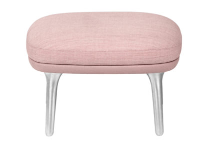 An Image of Fritz Hansen Ro Easy Footstool Light Pink with Aluminium Legs