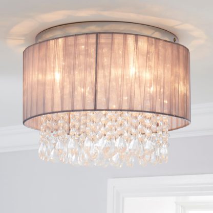 An Image of Riah 1 Light Jewels Shade Grey Flush Ceiling Fitting Grey