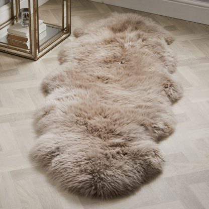 An Image of Double Pelt Sheepskin Rug Blush