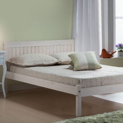 An Image of Rio Whitewash Bed Frame White