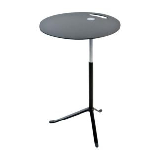 An Image of Fritz Hansen Little Friend Side Table Adjustable Height Black Top Black Base