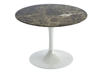 An Image of Knoll Saarinen Round Coffee Table Arabescato Coated Marble