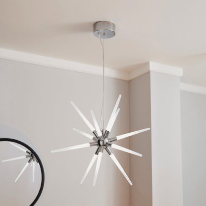 An Image of Liard 9 Light Pendant Integrated LED Star Ceiling Fitting Chrome