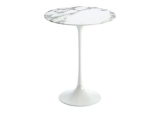 An Image of Knoll Saarinen Round Small Table Arabescato Coated Marble