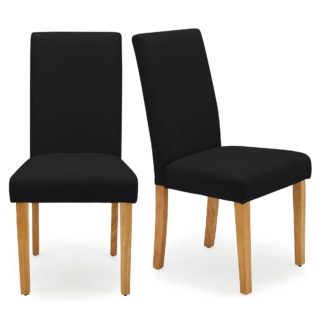 An Image of Hugo Set of 2 Dining Chairs Black PU Leather Black