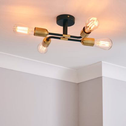 An Image of Kacy Flush Ceiling Fitting Black