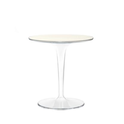 An Image of Kartell Tip Top Side Table Flat White Top And Transparent