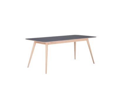 1d857cfbbaba2d4d1a933fe1a73d0a7311d191e3dda7e8fa1f563d16ccc8493d.jpg An Image of Gazzda Linn Dining Table Dark Olive Linoleum 160x90x75cm