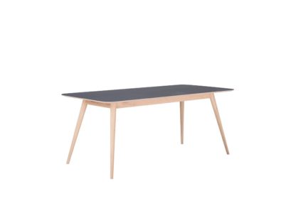 An Image of Gazzda Linn Dining Table Dark Olive Linoleum 160x90x75cm