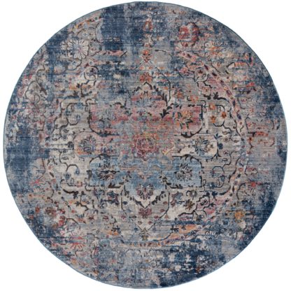 1d9d98bb077c90e73bfd1b65658820182d8bb089ad6ba1340f5ed35b1d74cda9-2.jpg An Image of Soraya Traditional Circle Rug Blue, Orange and White