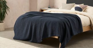 An Image of Cael 100% Cotton Matelasse Bedspread, 150 x 200cm, Ink Blue